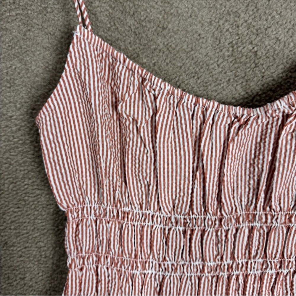 Wayf Seersucker Smocked Midi Dress - Picture 5 of 6